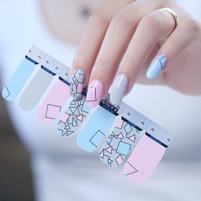14 Nail Stickers Korean Nail Polish Film Full Nail Art Stickers UV Printed Nail Art Stickers
