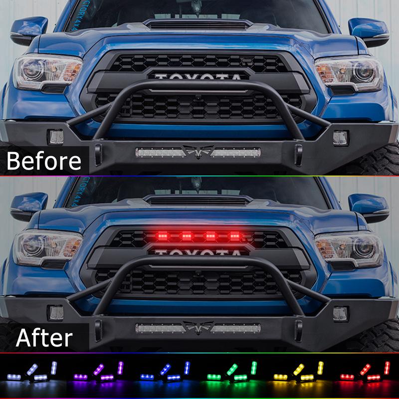 4 шт. 12 В RGB Цветной Комплект Жгутов Проводки Светодиодных Фонарей Передней Решетки Для Toyota Tacoma 2016 2017 2018 с Управлением Через Приложение TRD Pro