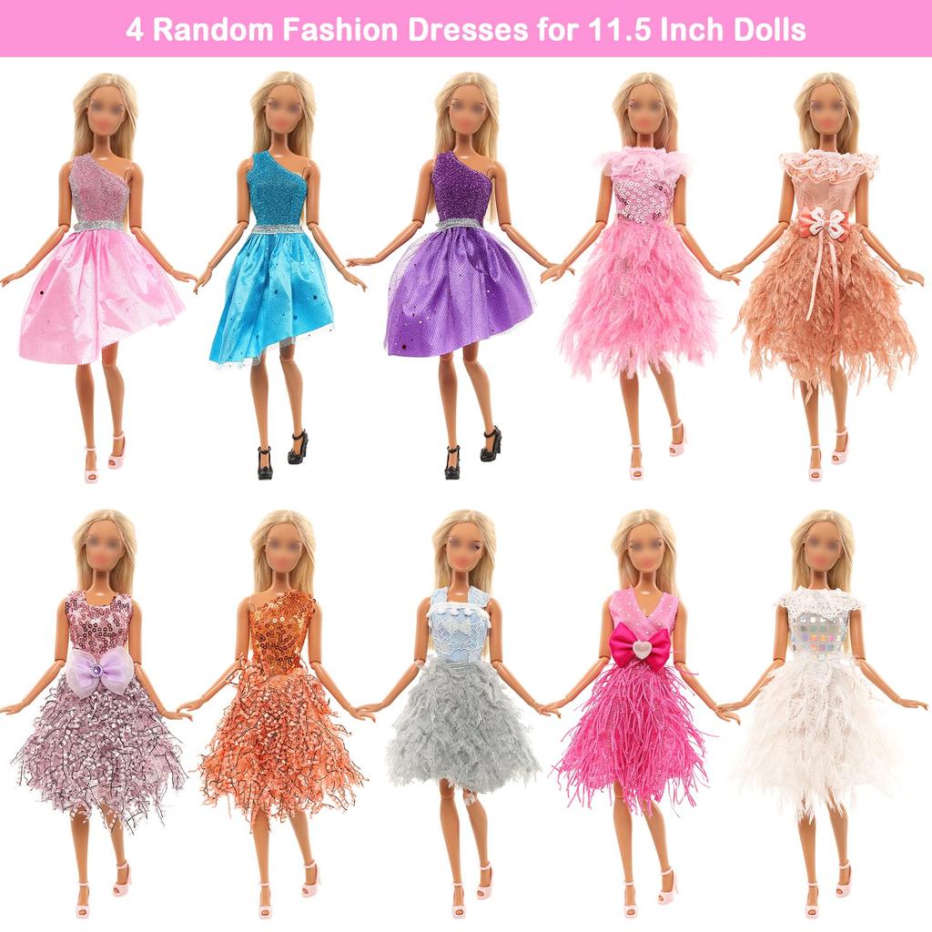 Barwawa 30 см Кукольная одежда, кукольное платье, 31 комплект, 12 платьев, 10 пар обуви, 9 аксессуаров, таких как Подходит для кукол = + + косметика, сумки и т. д.. 1/6
