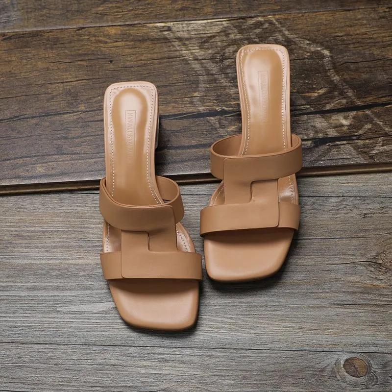 Fashion Women's Summer Sexy Elegant Sandals Cool Midheel Slippers Casual Female Single Shoes