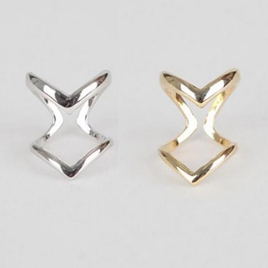 Knuckle Ring Half Opened Jewelry Double V-shaped Adjustable Vintage Women Lucky
