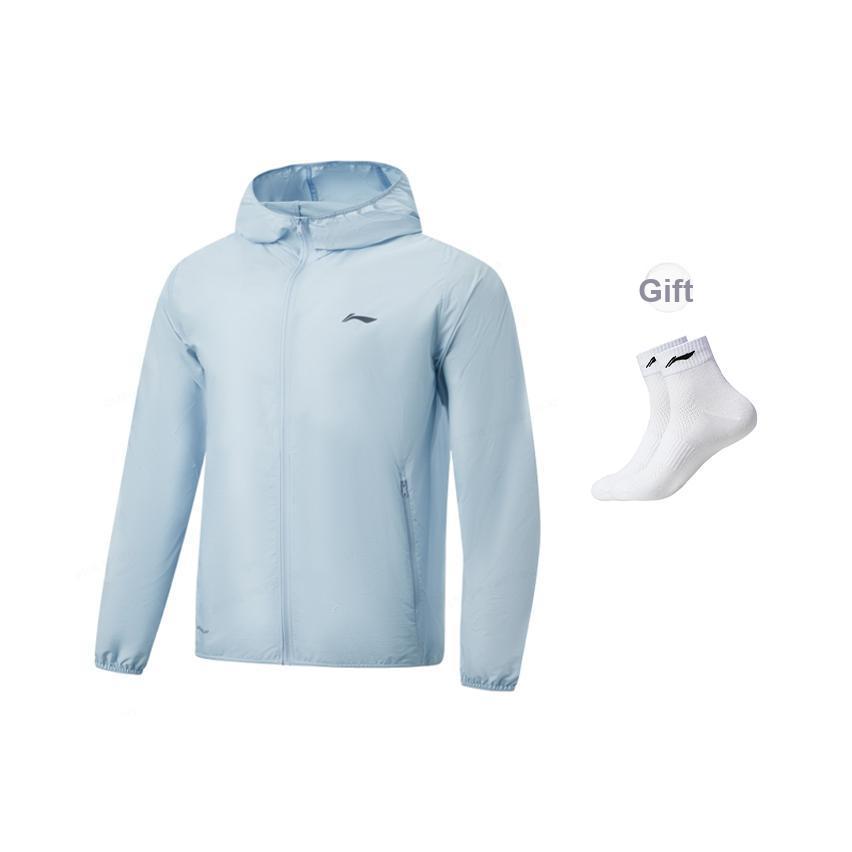 Li-Ning Серия для фитнеса Ветрозащитная Водоотталкивающая Устойчивая к УФ Быстросохнущая Охлаждающая Куртка с Капюшоном Защита от Солнца Мужские куртки AFDW475-1