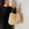 Luxury Feeling Plush Casual Tote Bags Solid Lock Personality Fashion Winter New Style Shoulder Bags