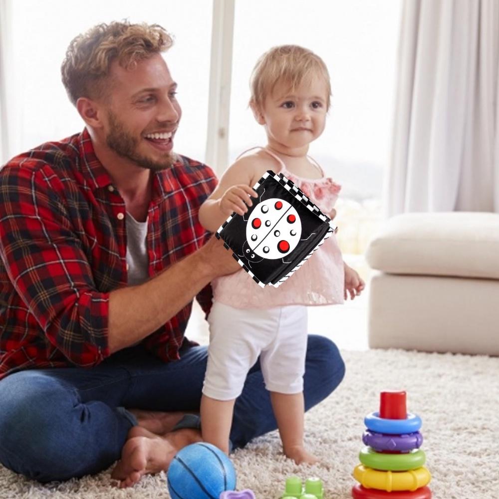 Black White Series Cloth Book Cribs Pram Use Clip On Animal Cloth Book Toys Montessori Baby Visual Stimulation Card Toys