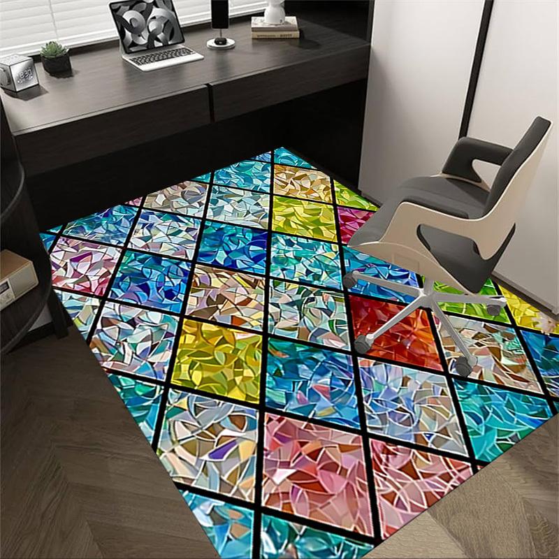 1 шт. мозаичный ковер для пола из витражного стекла, очень большой, нескользящий, для офиса, семьи, спальни, ковер для большой площади, ковер для помещений, яркие цвета