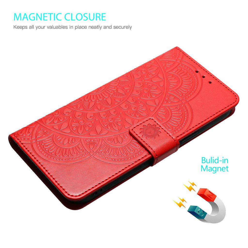 For iPhone 17 Air Leather Case with Strap/Card Slots Mandala Pattern Stand Phone Cover