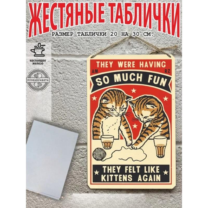 Металлическое настенное искусство с кошками, Знак-плакат для любителя домашних животных