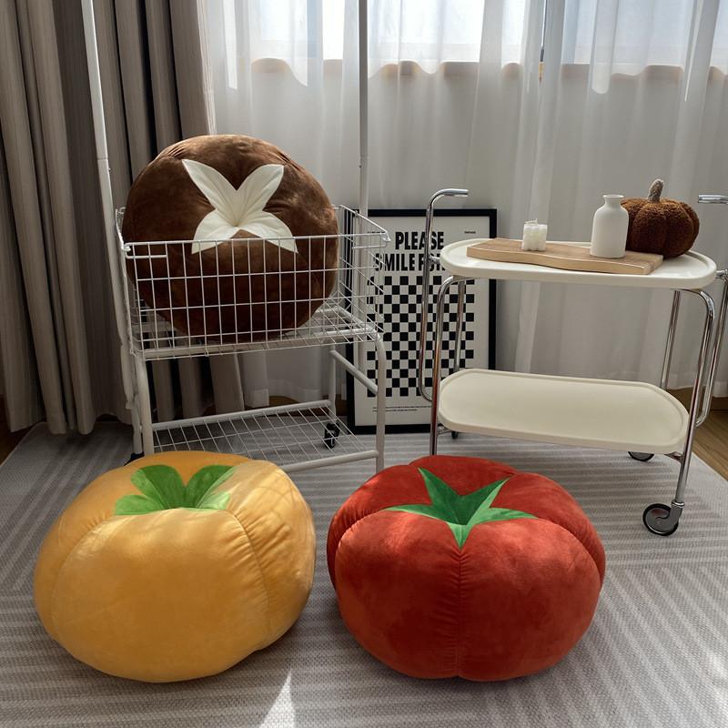 Round Tomato Pillow Vegetable Mushroom Persimmon Futon Plush Toy