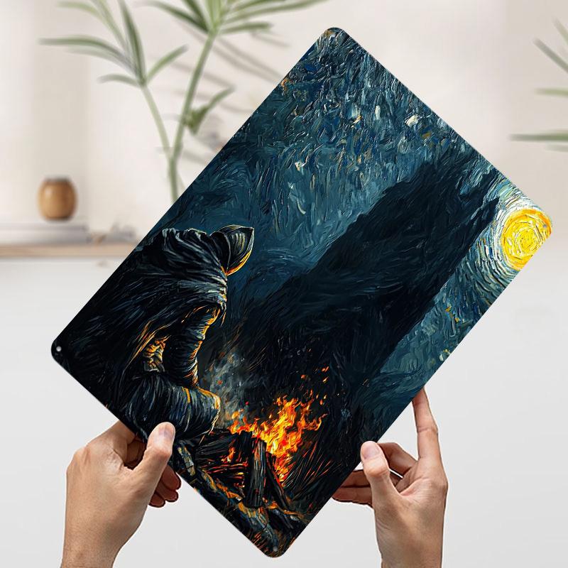 Dark Knight By the Bonfire Printed Poster Customized Wall Art Retro Vintage Metal Tin Signs for Decoration Living Room Decor Men
