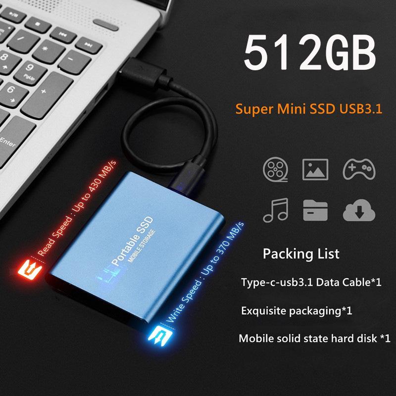 Мобильный твердотельный накопитель PSSD: Внешний USB-накопитель 512 ГБ/1 ТБ/2 ТБ для расширения памяти телефона