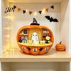 Halloween Theme Room Accents Pumpkin Bar Counter Figurine, Cute Ghost Bartender Mini Quirky Gift for Friends Scene Statue, Desktop Ornament Home Party