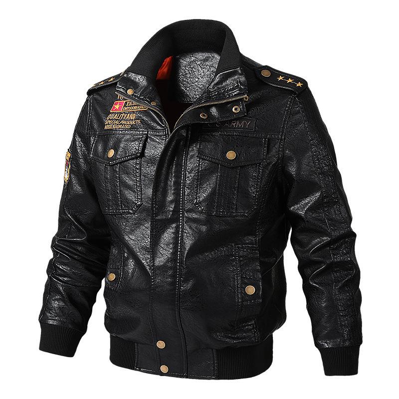 Spring New Stand-up Collar Men's Motorcycle Leather Jacket Washing PU Leather Jacket Leather Jacket