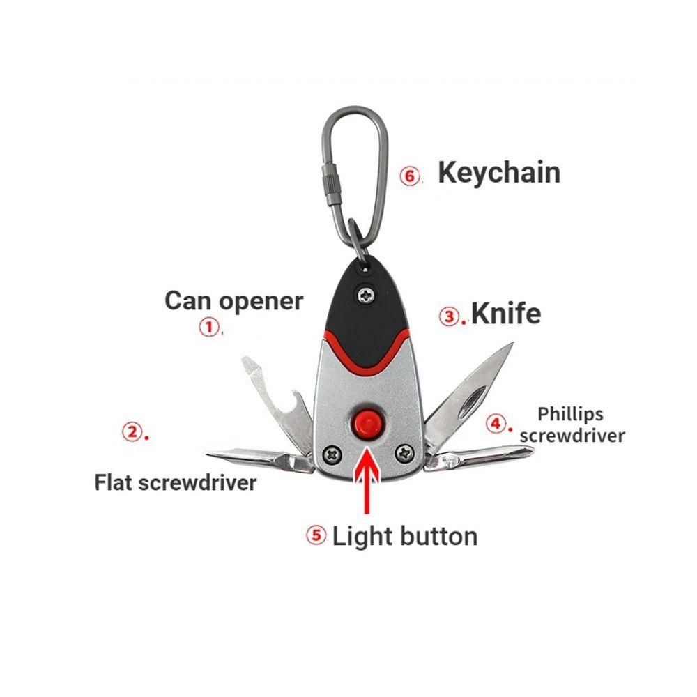 Camping Hiking Gears Kit Keychain Knife 6-in-1 Bottle Opener Folding Mini Screwdriver