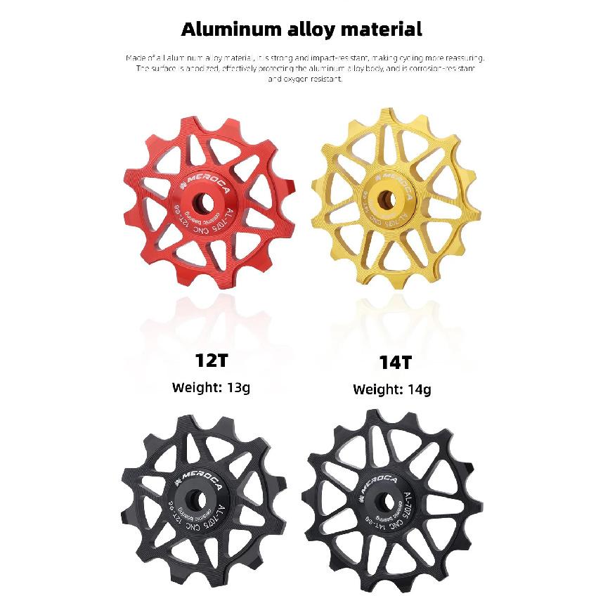 MEROCA Ceramic Pulleys 12/14T Bicycle Derailleur 9v 10v 11v Rear Derailleur Mtb Pulleys Wheel Ceramic Bearing Road Mountain Bike