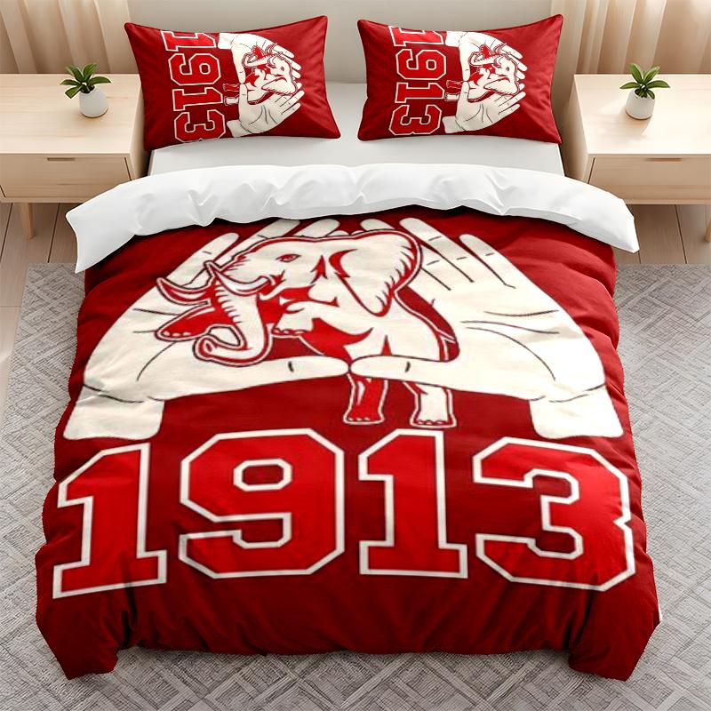 Delta Sigma Theta 1913 3PC Bedding Set Print Duvet Cover with Two Pillowcases Home Bedroom Decoration festival gift