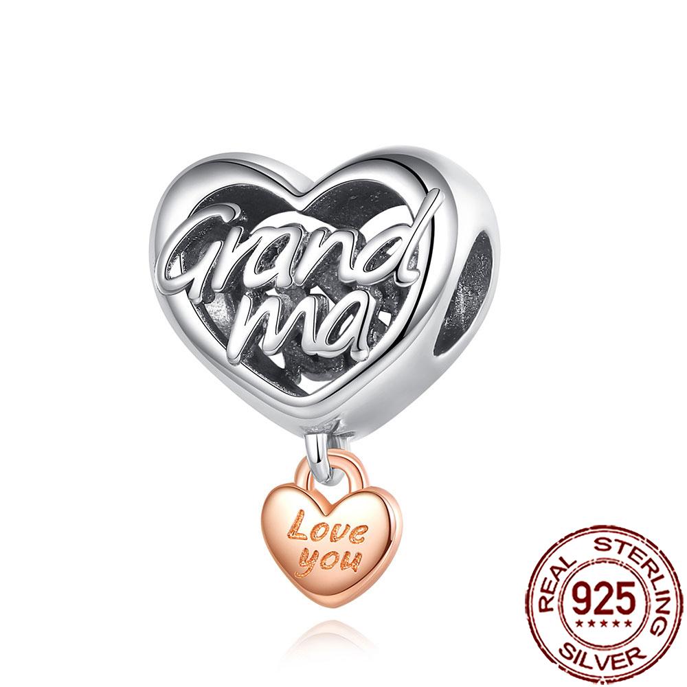New Charms 925 Silver Sister Daughter Mum Mother Family Love Heart Beads Fit Origina Bracelet Necklace DIY Jewelry