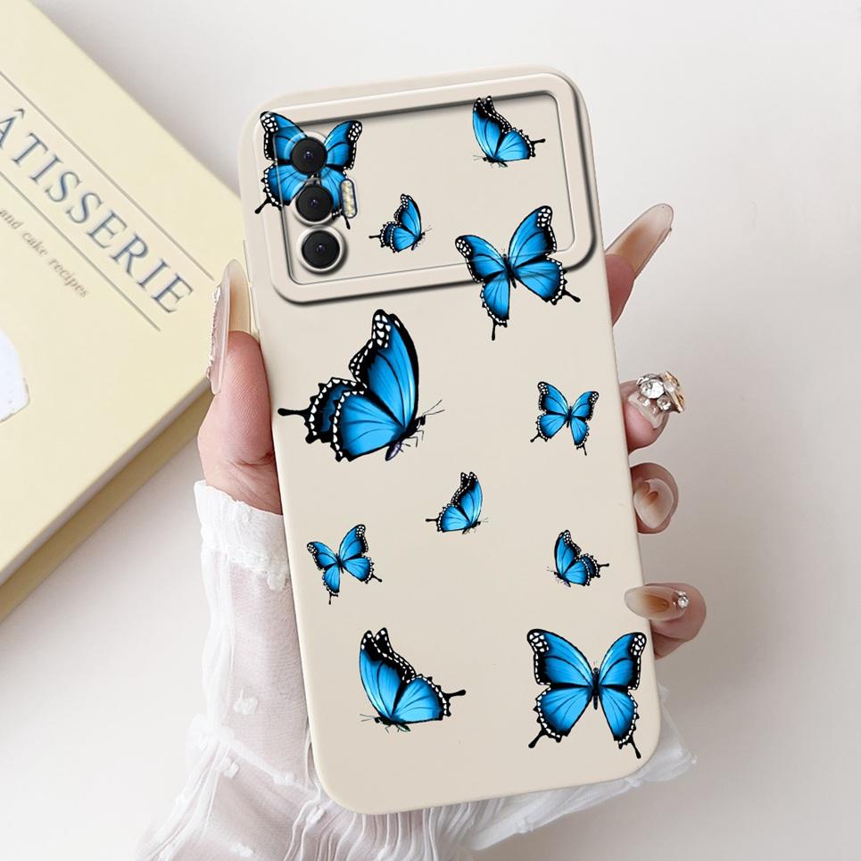 Phone Shell For Tecno Spark 8P Woman Fashion Flower Butterfly Coques For Tecno Spark 9T India Back Covers Soft Liquid Silicone