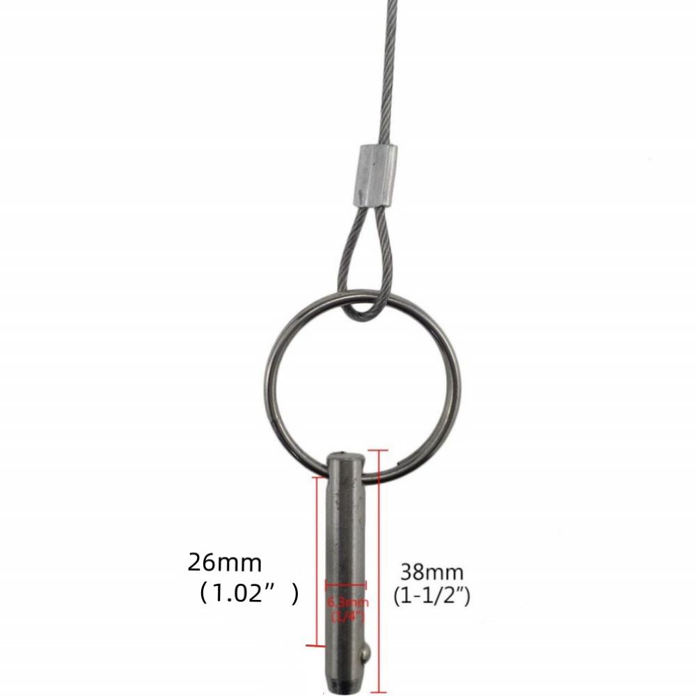 4 шт. фурнитуры морского класса, штифт для тента Bimini, штифт для быстрого отсоединения диаметром 1/4 дюйма со шнуром, предотвращающим потерю, все из нержавеющей стали 316 