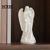 Декор для офисного стола, 3D-печатная статуэтка Ангела, Винтажное настольное украшение с развевающимися одеждами и крыльями, Матовая художественная скульптура для