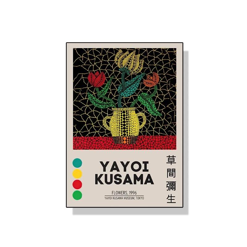 Yayoi Kusama Art Exhibition Pumpkin Flower Wall Art Poster Prints Abstract Canvas Painting Picture for Modern Room Home Decor