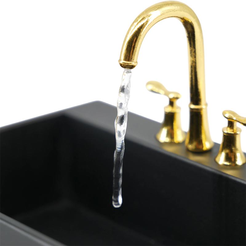 1:6 Dollhouse Miniature Kitchen Sink Lavatory Wash Basin Water Faucet Bathroom Kitchen Furniture Model Diy Decor Toy Accessories