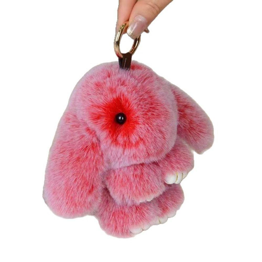 Fluffy Rabbit Fur Keychain Fashion Plush Rabbit Pendant Play Dead Rabbit Doll Women