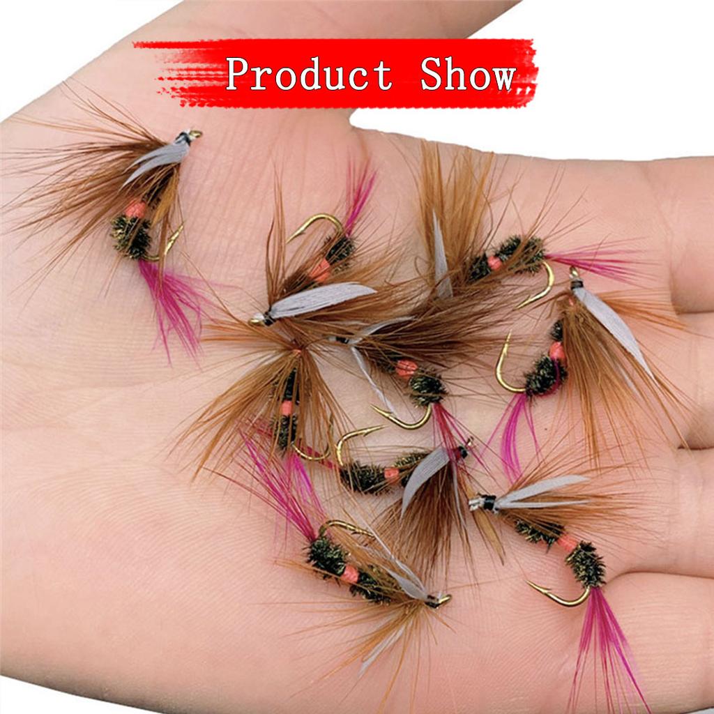 18Pcs-2Mixed Styles Fishing Artificial Insect Bait, Dry Flies-With Flies Box, for Fly Fishing Trout Royal WulffFly&Mosquito Mayfly Lure 3Mixed Sizes