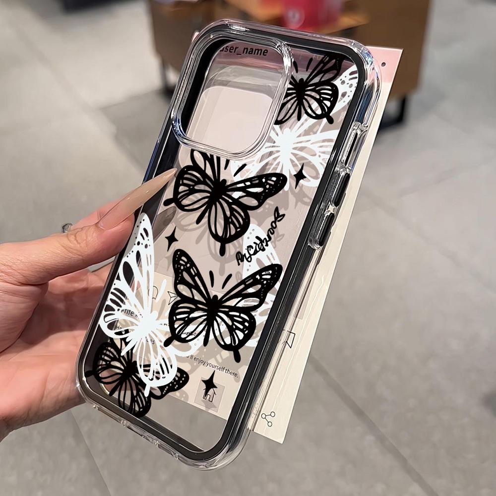 Чехол INS с бабочками для iPhone 16 Pro Чехол iPhone 17 15 11 12 13 14 Pro Max 2 в 1 Конфетный цвет Мягкий противоударный бампер
