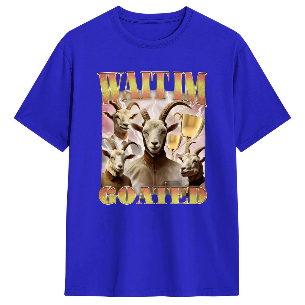 Wait IM Goated Cursed Goat Meme TShirt Summer Hip Hop TShirts Pure Cotton Breathable Oversized Top Tees Short Sleeve Tshirt