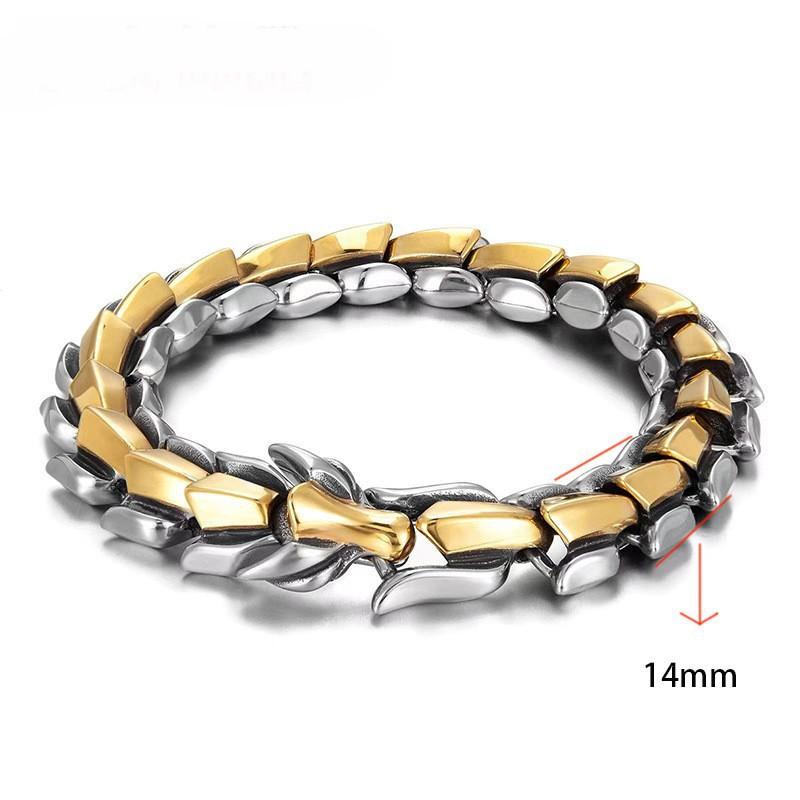 Retro Dragon Head Bracelet Men's Hip Hop Style Cross-Border Punk Dragon Bone Bracelet Fashion Jewelry Accessory