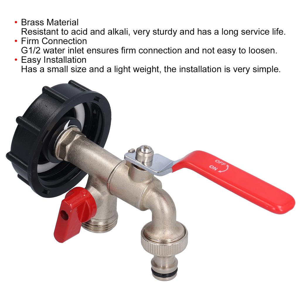 IBC Tote Adapter Double Connector Brass Tank Drain Hose Faucet Tap Valve Fitting PartDouble Head Single Nipple Type