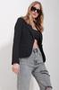 Women's Jacket New Season Fashion Black Lined Single Button Jacket