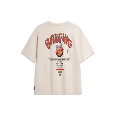 Подкладка Badfive Deceptive Tactics Letter Print Свободная футболка с круглым вырезом и коротким рукавом, спущенные плечи, мужские топы, цвет гравийно-серый AHSU435-4