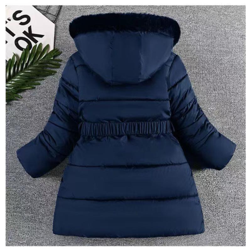 Winter Girls Coat Keep Warm Thicken Kids Jacket Hooded Zipper Fur Collar Princess Outerwear Children's Clothing 4 5 6 8 10 Years