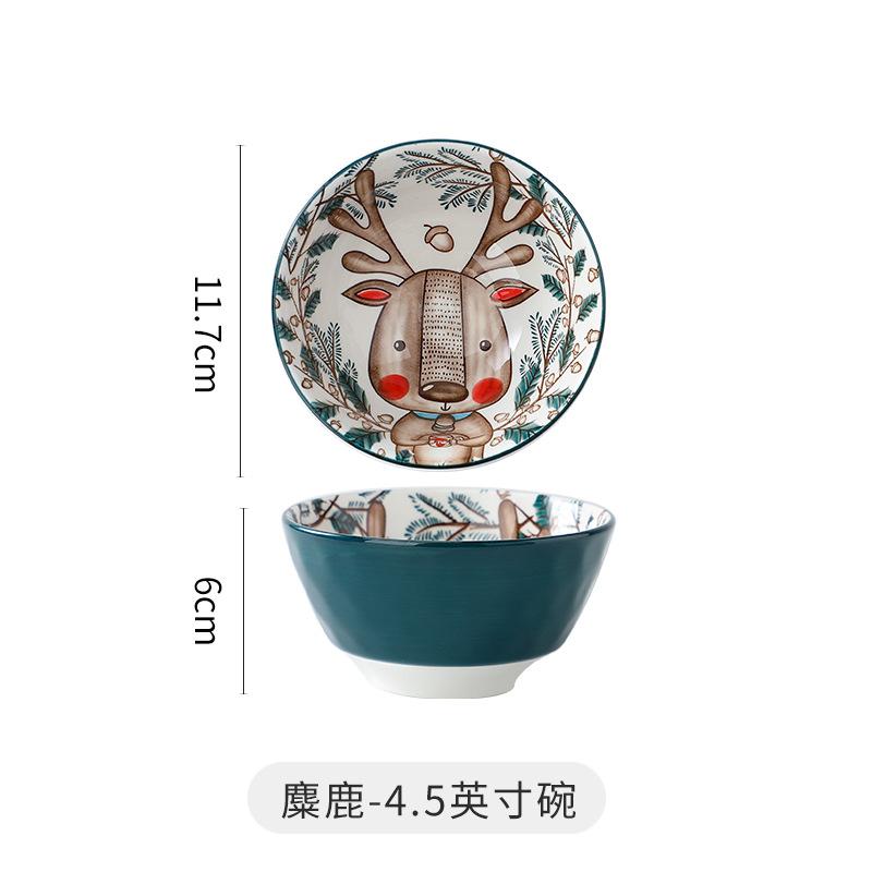 Керамическая миска с подглазурной росписью, креативная, милая, мультяшная, детская миска для риса, бытовая посуда, керамическая миска для лапши, суповая миска, миска для завтрака