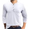 Autumn and Winter Classic Solid Round Neck Button Long Sleeve Men's T-Shirt