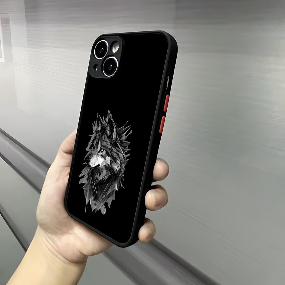Чехол для телефона Alpha Sigma Wolf для iPhone 17 16 15 14 13 12 Pro Max Xr Air Plus Ощущение кожи Черная твердая оболочка