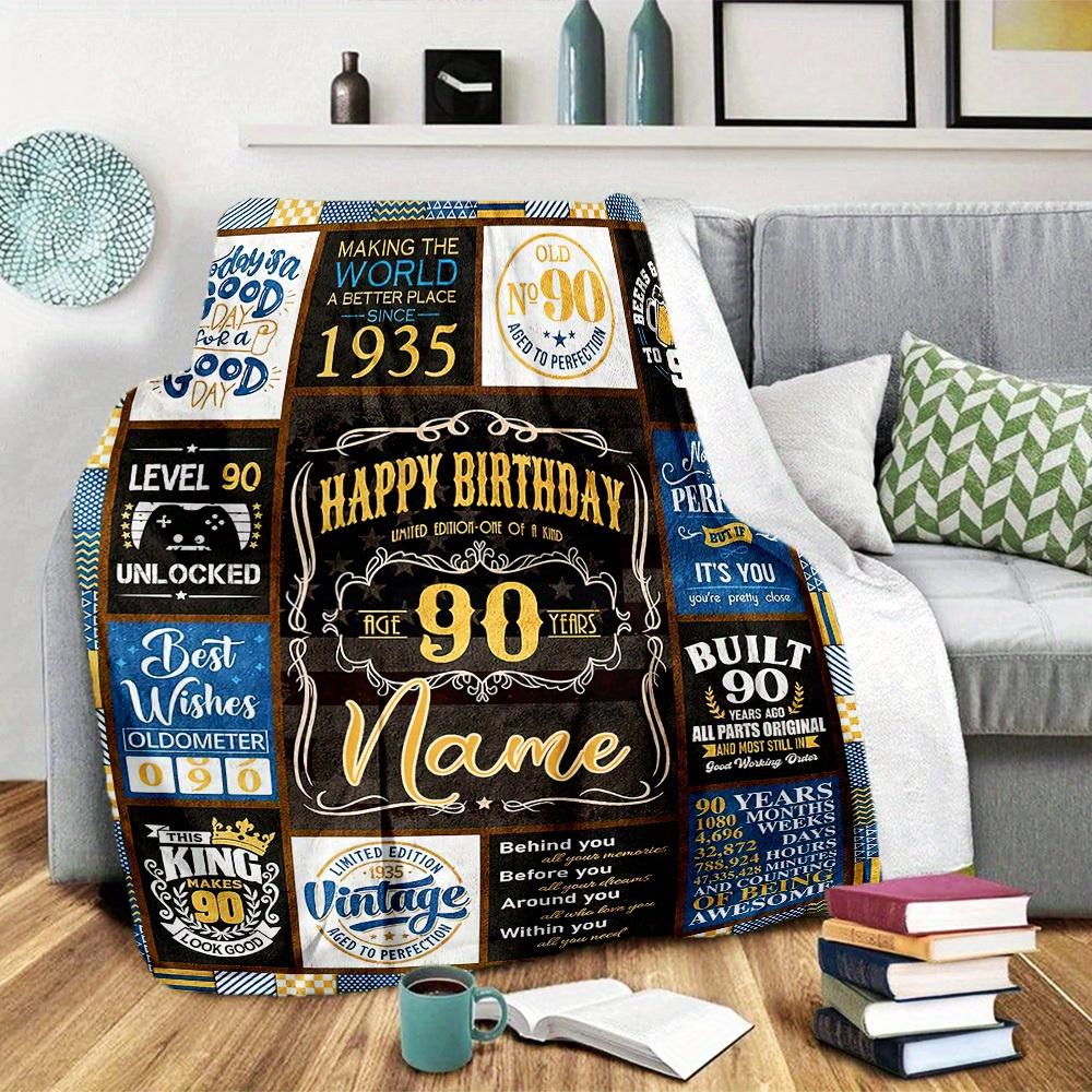 Happy Birthday 90 Years Old Home Custom Blankets Comfortable Soft Lightweight Allseason Multipurpose Blanket For Picnics Sofas Offices Beds Living