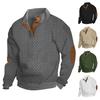 Men Sweatshirt with Elastic Cuffs Stand Collar Long Sleeves Patchwork Jacquard Loose