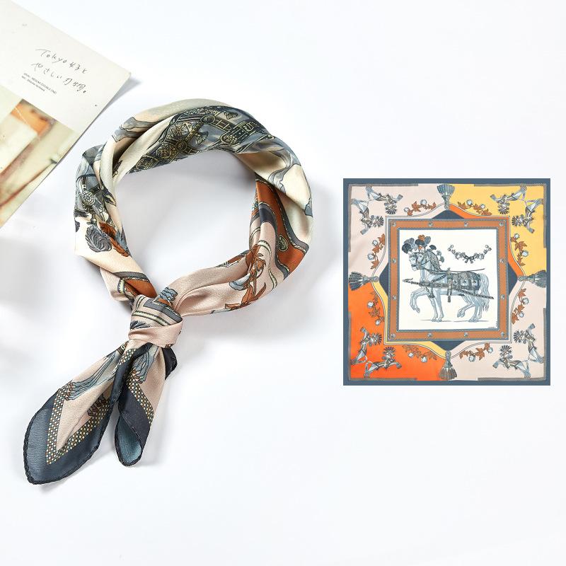 Маленький квадратный шарф, женский весенний новый шелковый атласный шелковый шарф с принтом, шаль на шею, подарок, мода