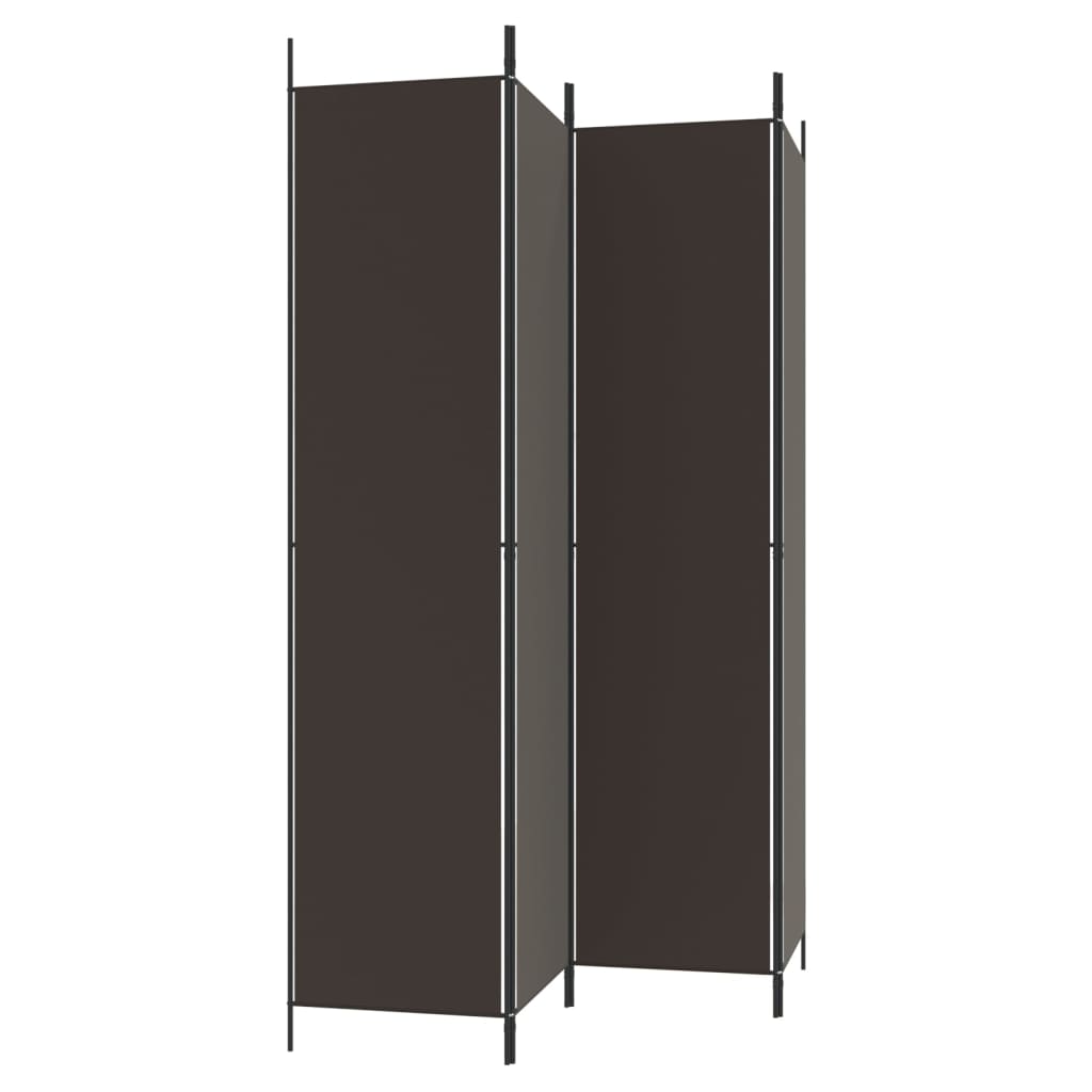 4 Piece Brown Folding Screen 200 x 220 cm Fabric