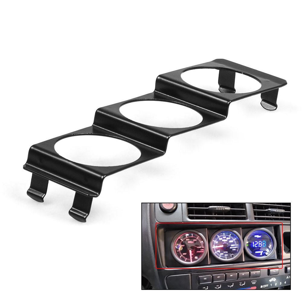 Universal 52mm 3 in 1 Gauge Meter Water Temp Oil Pressure Voltage Dash Panel Pod Black 2 Inch