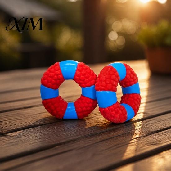 Tough Dog Chew Toys Lifebuoy Ring Toy, Latex Squeaky Teeth Small Medium Large Cleaning Toy for Aggressive Chewers, Interactive Pet Training Play Dogs