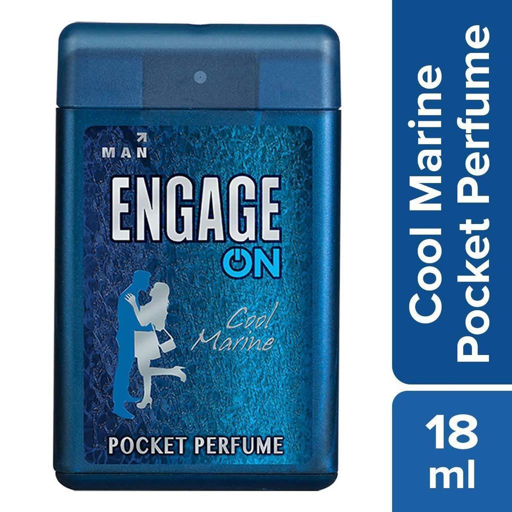 Engage ON Cool Marine Pocket Perfume For Men, Citrus & Fresh, приятный для кожи, 18/17 мл