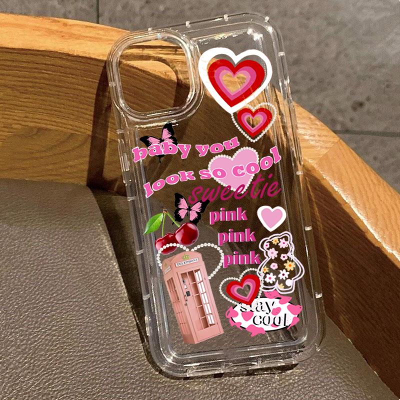 Pink Lucky Wealth Letter Pattern Phone Case For Xiaomi 13T Pro 13 12 11 Lite 5G 12T Transparent Silicone Shockproof Bumper Cover