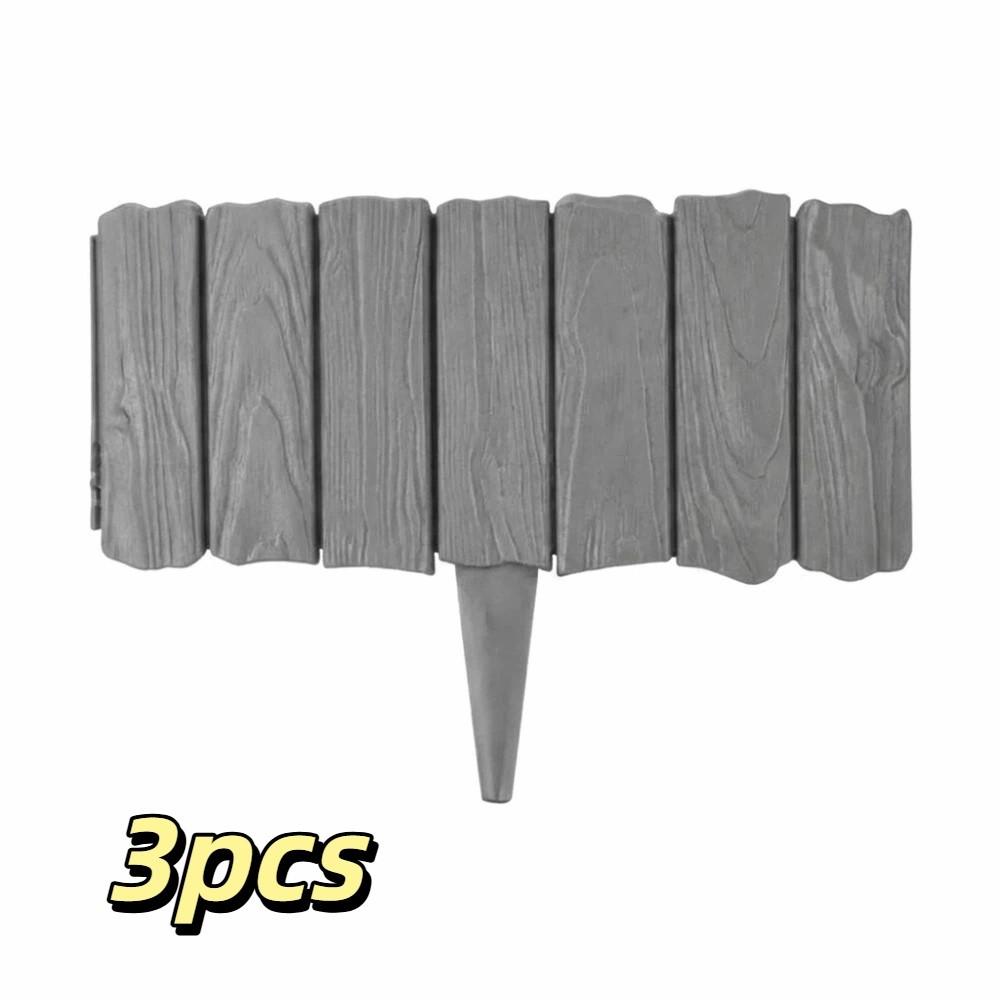 3pcs Plastic Material Decorative Fence Panels Imitation Stone Texture Landscape Barrier Yard Patio