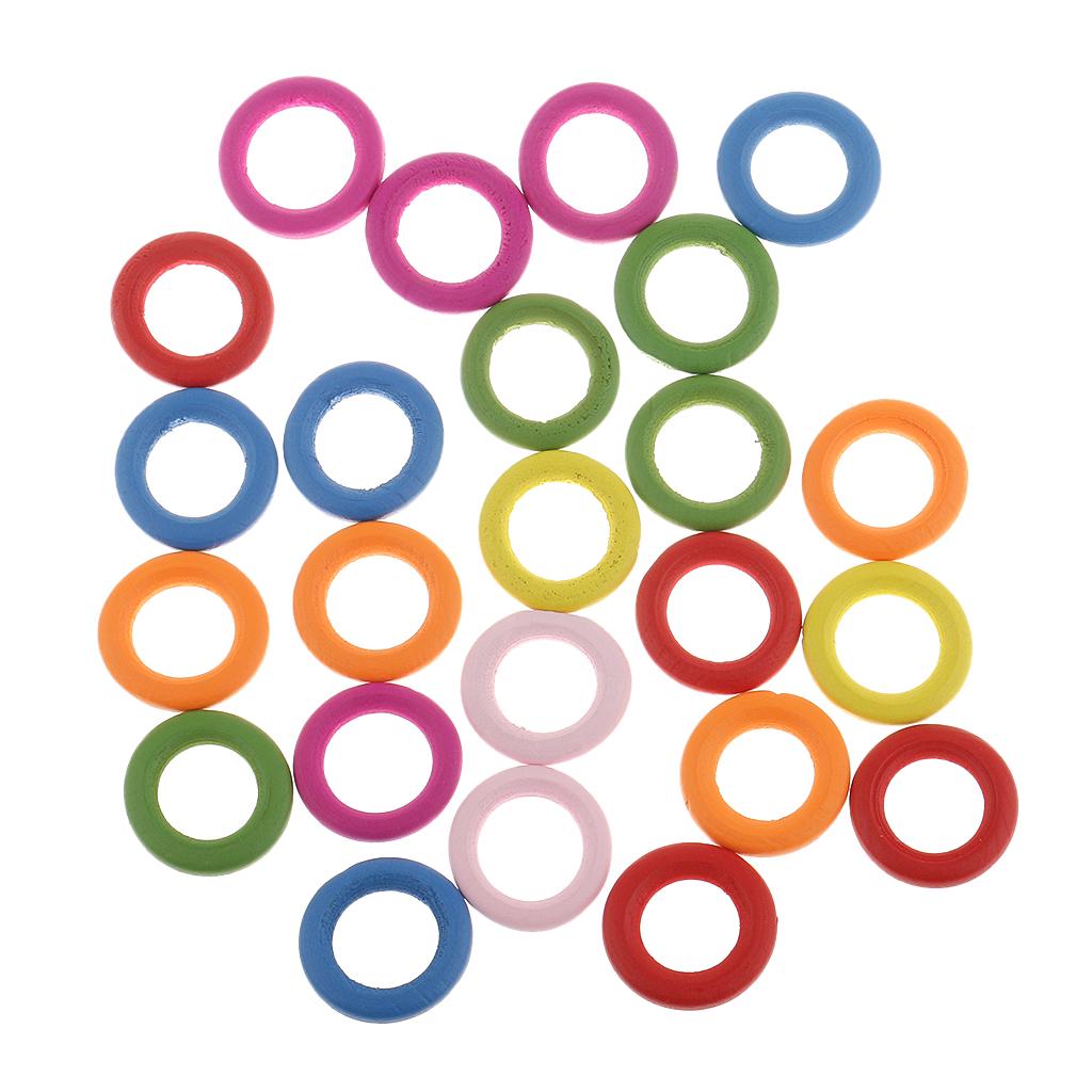 100pcs Assorted Wooden Rings Loops Circle Embellishments for Crafts 20mm