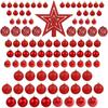 101 шт. Рождественские шары Украшения для елки Верхушка-звезда Рождественские подвески для елки Декор рождественской елки для дома и вечеринки Новогодние подарки