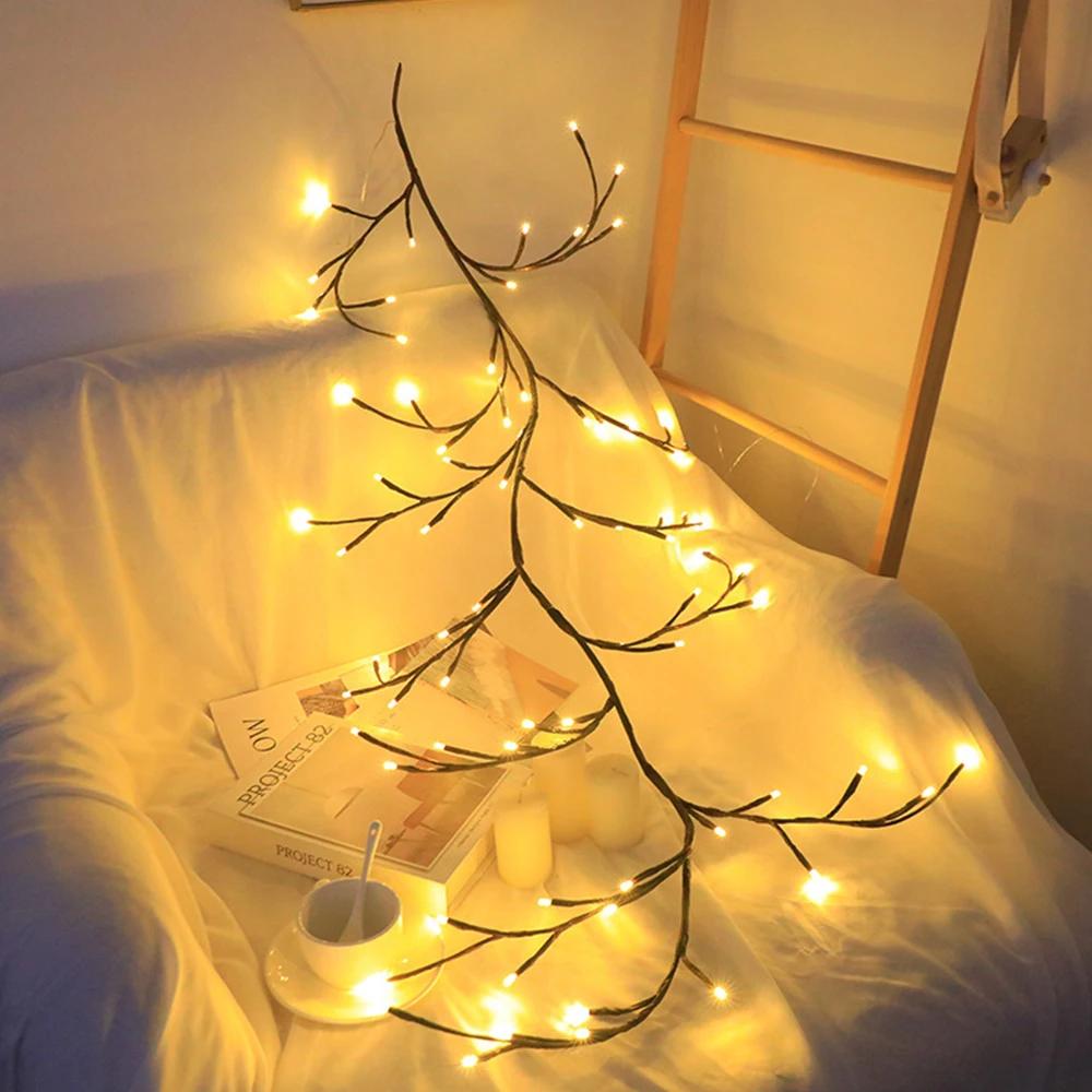 48/72/96 LED Tree Branch Lamp Garland USB Powered 8 Functions Tree Vine String Light Wedding Christmas Valentine's Day Decor