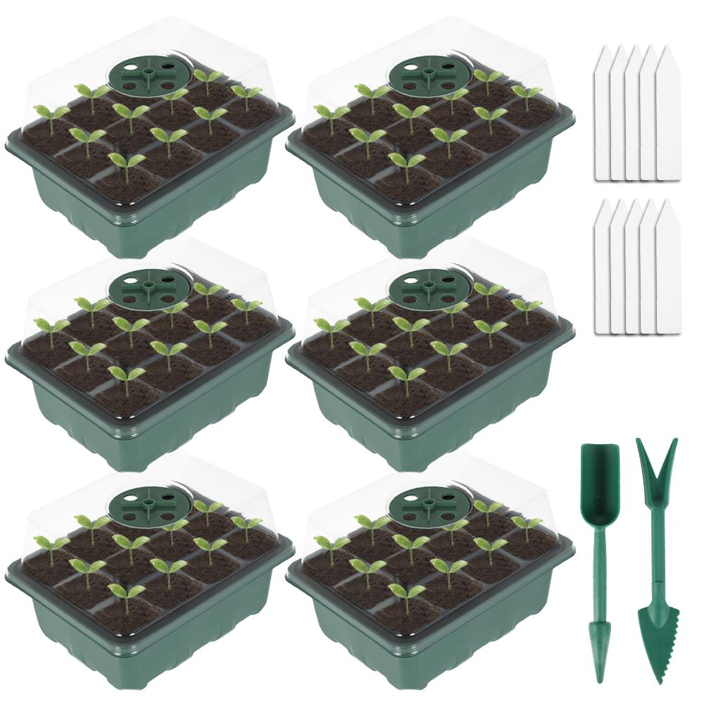 6 шт. лотков для рассады с 12 отверстиями, пластиковый ящик для выращивания семян растений, горшки для овощных и цветочных растений, ящик для выращивания рассады для сада, улицы